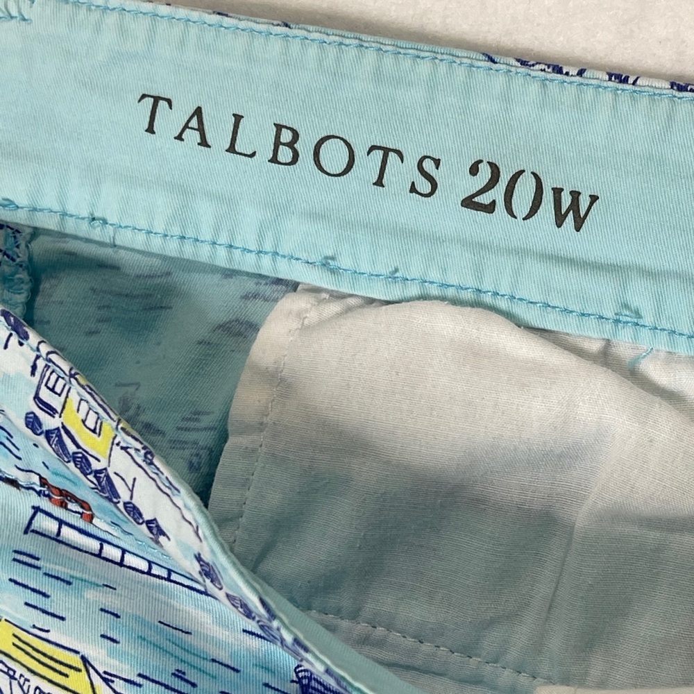 Talbots The Weekend Chino Whimsical Nautical Vacation Boats Print Size 20 - Picture 6 of 10